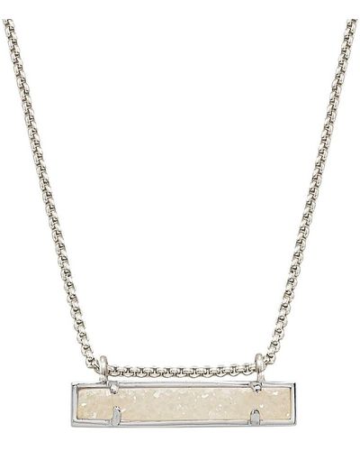 Kendra Scott Leanor Rhodium Plated & Drusy Bar Pendant Necklace - Metallic