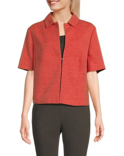 Akris Punto Short Sleeve Silk Blend Jacket - Red