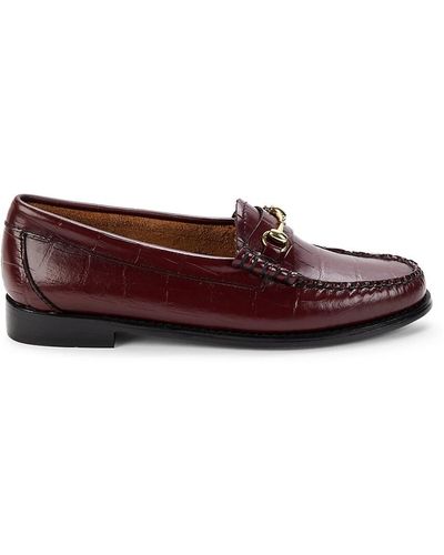 G.H. Bass & Co. Lianna Croc-embossed Bit Loafers - Brown