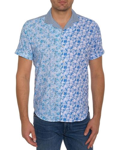 Robert Graham Fontana Short Sleeve Spliced Camp Shirt - Blue