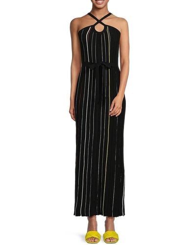 Sonia Rykiel Striped Cutout Maxi Dress - Black