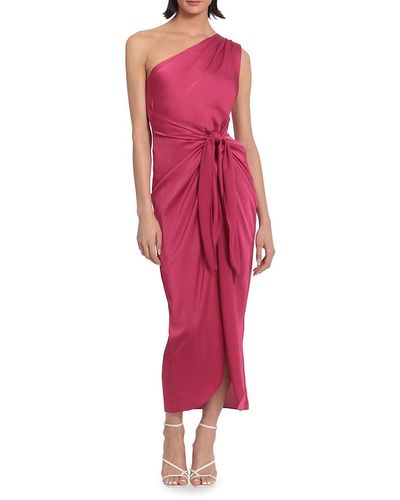 Donna Morgan Knot Front One Shoulder Satin Dress - Red