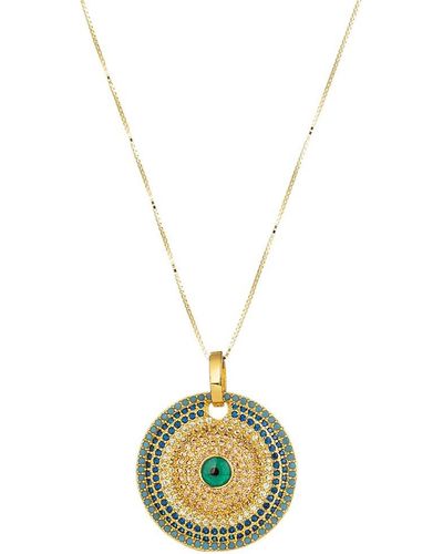 Eye Candy LA Luxe 14k Goldplated Sterling Silver & Multi-color Cubic Circonia Evil Eye Circle Pendant Necklace - Metallic