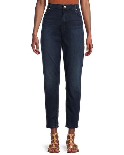 7 For All Mankind High Rise Ankle Skinny Jeans - Blue