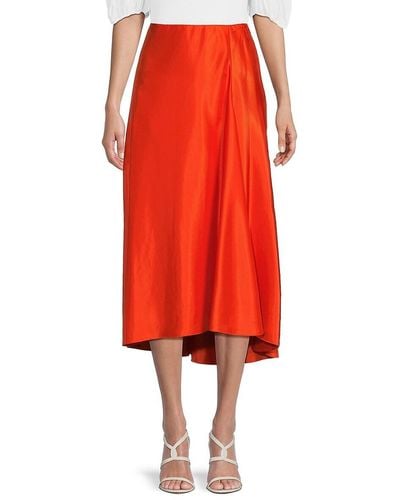 Theory Maity High Low Midi Skirt - Red