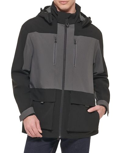 Cole Haan Colorblock Water-resistant Hooded Jacket - Grey