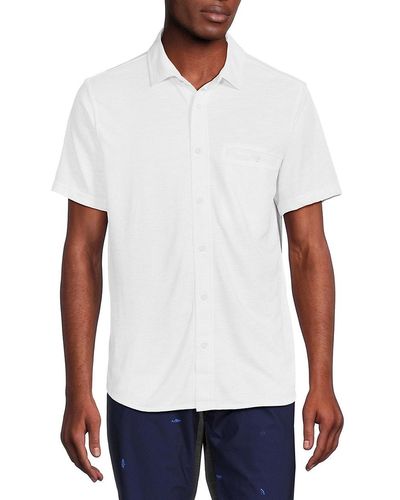 Saks Fifth Avenue Wool Blend Short Sleeve Shirt - White