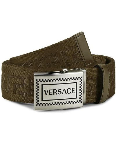Versace Box Frame Buckle Canvas Belt - Brown