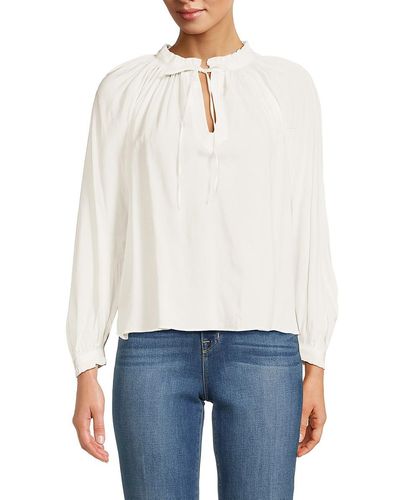 Zadig & Voltaire Keyhole Tie Ruffle Blouse - White