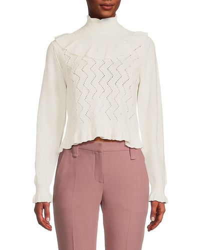French Connection Kamilla Mozart Ruffle Cropped Sweater - White