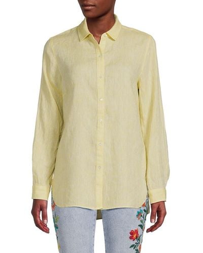 J.McLaughlin Britt Linen Button Down Shirt - Multicolour