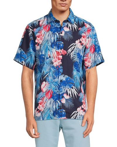 Tommy Bahama 'Pocomo Beach Fronds Tropical Print Silk Shirt - Blue