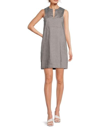 Theory Virgin Wool Blend Mini Dress - Grey