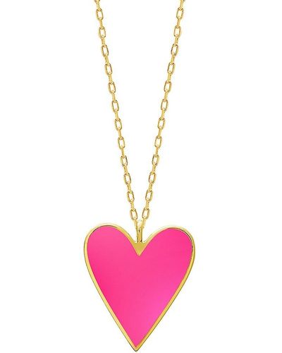 Gabi Rielle Neon 14K Vermeil & Enamel Heart Pendant Necklace - Pink