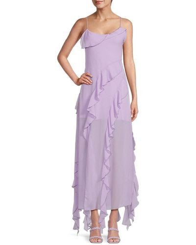 REVERIEE Ruffle Sheath Maxi Dress - Purple