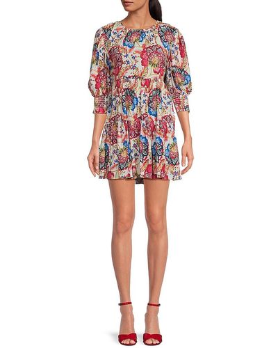 MISA Los Angles Honor Floral Mini Dress - Red