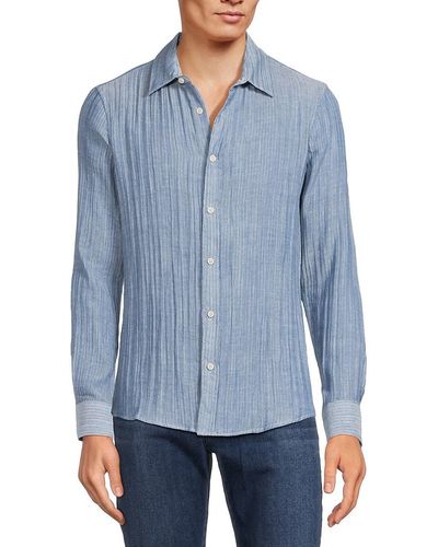 Joe's Jeans Oliver Crinkle Striped Shirt - Blue