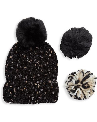 Vince Camuto Popcorn Knit Faux Fur Beanie - White