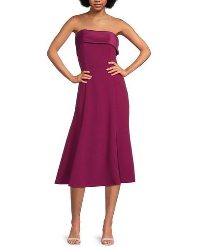Marina Strapless A Line Midi Dress - Purple