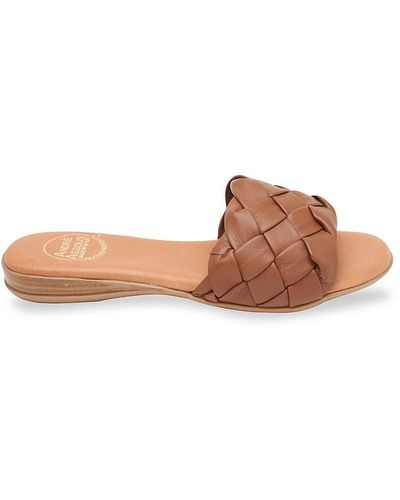 Andre Assous Woven Leather Flat Sandals - Pink