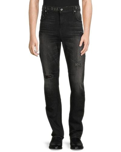 RTA Clayton High Rise Logo Embroidered Jeans - Black