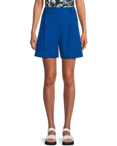 Proenza Schouler Linen Blend Dress Shorts - Blue