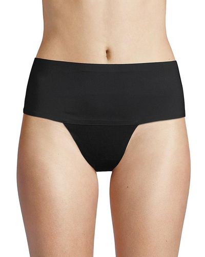 Ava & Aiden No Show Wide High Waist Thong - Black