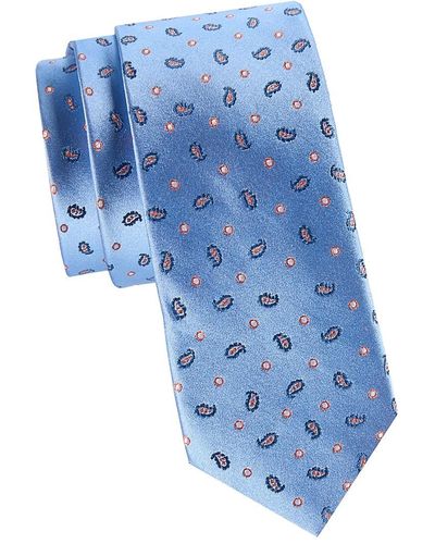 Ben Sherman Paisley Patterned Silk Tie - Blue