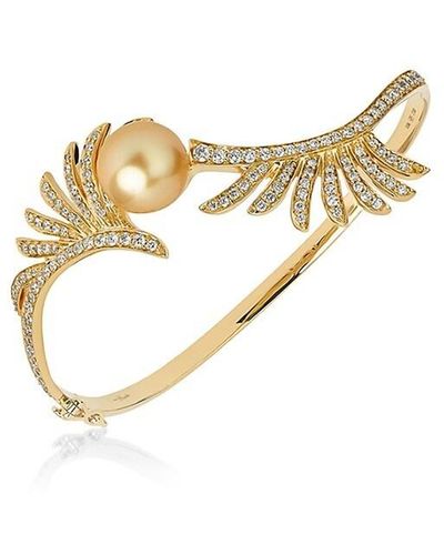 Hueb 18k White Gold, Diamond & 1mm Pearl Bracelet