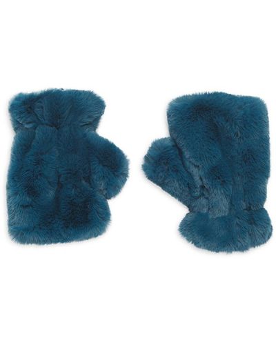 Apparis Ariel Lightweight Faux Fur Fingerless Gloves - Blue