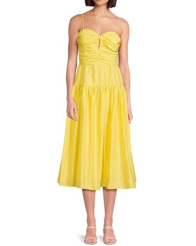 Tanya Taylor Jenna Fit & Flare Midi Dress - Yellow