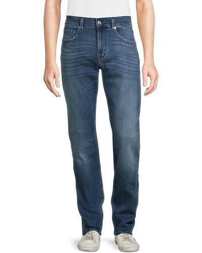 7 For All Mankind High Rise Straight Jeans - Blue