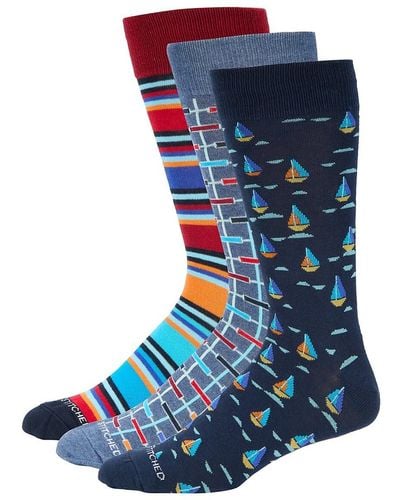 Unsimply Stitched 3-Pack Crew Socks Set - Blue
