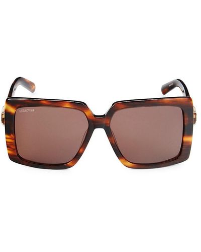 Swarovski 56mm Faux Crystal Square Sunglasses - Brown