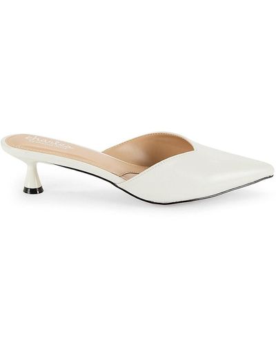 Charles David Aloe Point Toe Kitten Court Shoes - White