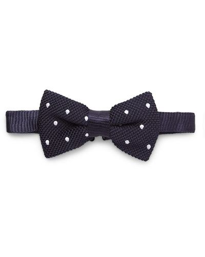Dunhill Polka Dot Mulberry Silk Pre-tied Bow Tie - Blue