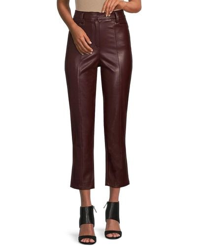 LBLC The Label Jen Faux Leather Cropped Pants - Red