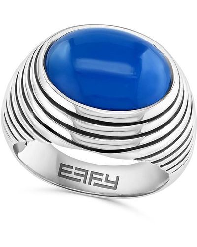 Effy Sterling & 6.80 Tcw Agate Ring - Blue