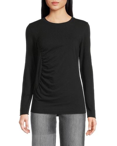James Perse Ruched Long Sleeve Tee - Black
