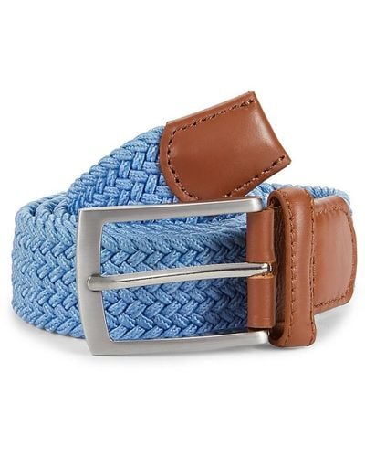 W. Kleinberg Leather Back Woven Belt - Blue
