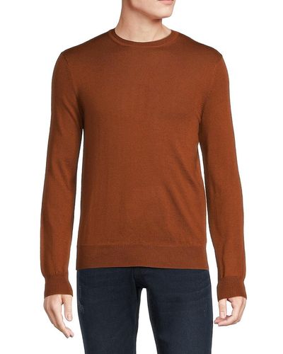 Saks Fifth Avenue Saks Fifth Avenue Essential Merino Wool Blend Crewneck Jumper - Brown