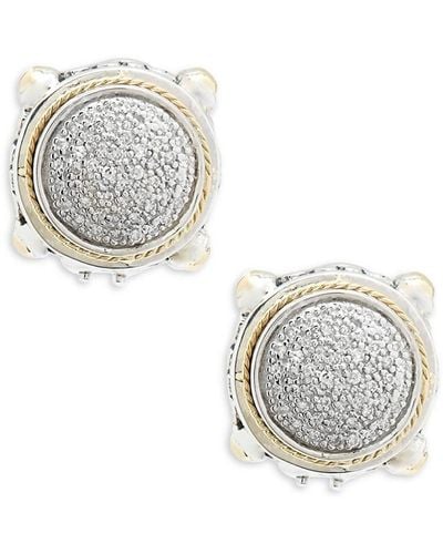 Effy 18k Yellow Gold & 0.22 Tcw Diamonds Round Earrings - Metallic
