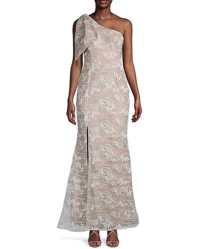 Dress the Population 'Genevieve One-Shoulder Lace Gown - Gray