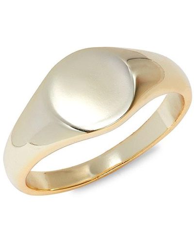 Shashi 14k Goldplated Sterling Silver Signet Ring - White