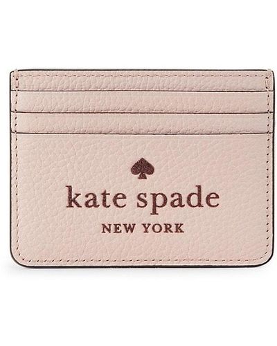 Kate Spade Small Slim Logo Leather Card Case - Pink