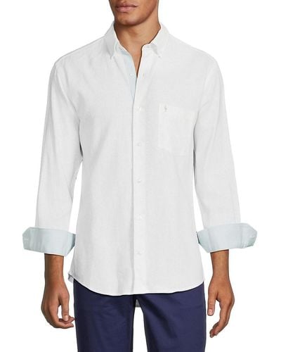 Tailorbyrd Linen Blend Contrast Sport Shirt - White