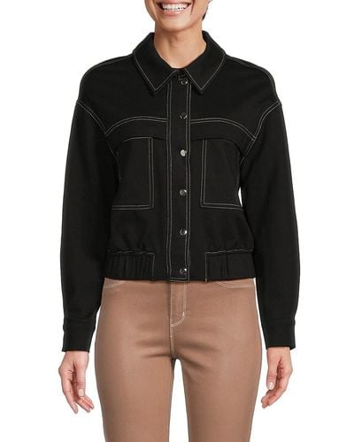 Adrianna Papell Utility Contrast Knit Jacket - Black
