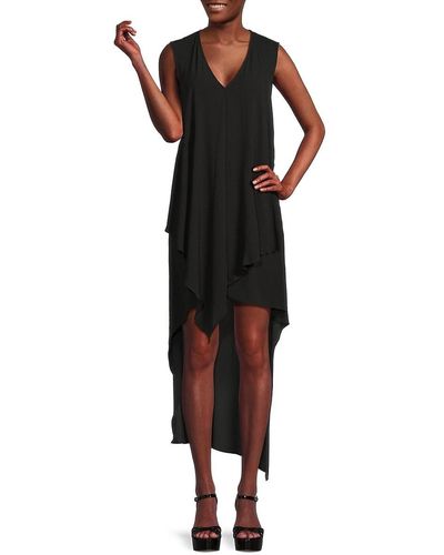 Girls black high low dress sales
