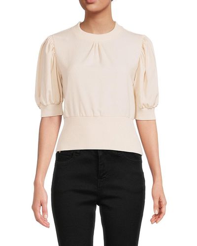 French Connection Jenna Puff Sleeve Knit Top - White