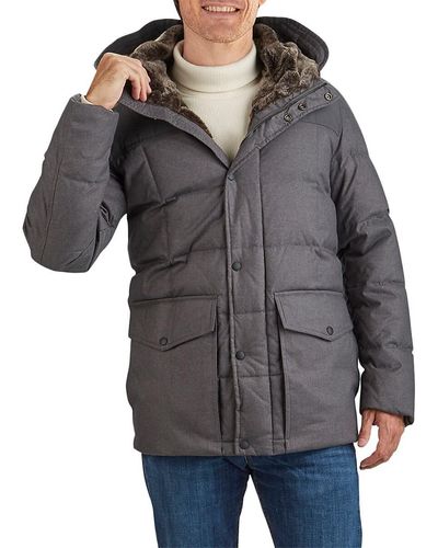 Cole Haan Quilted Flannel Down Faux Fur-hooded Parka - Gray